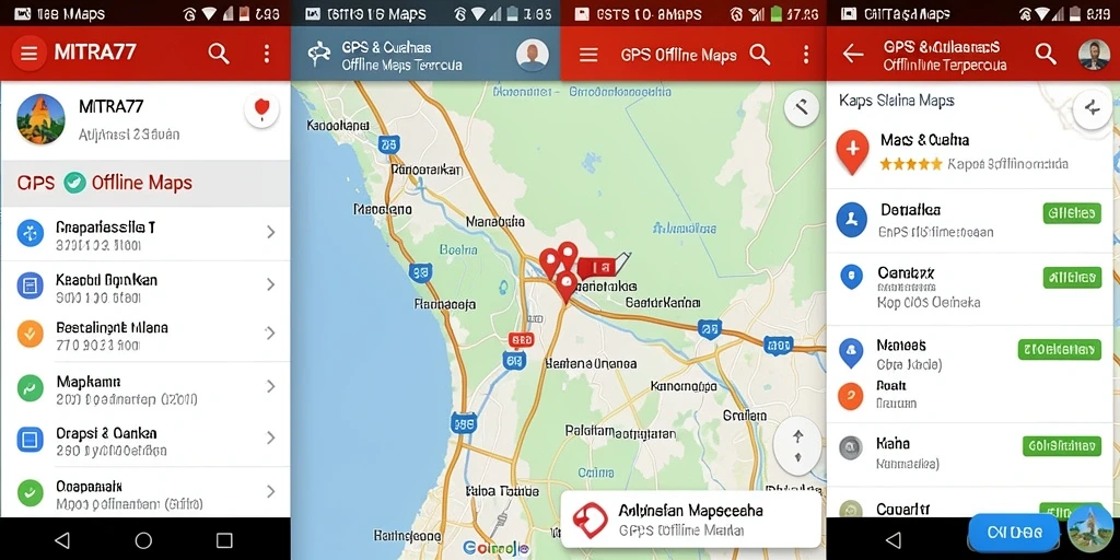 Tampilan antarmuka utama aplikasi GPS Offline Maps yang mudah digunakan.