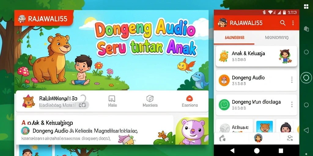 Tampilan antarmuka RAJAWALI55 yang ramah anak dan menarik.