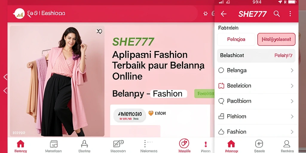 Tampilan antarmuka aplikasi SHE777 yang menarik dan modern.