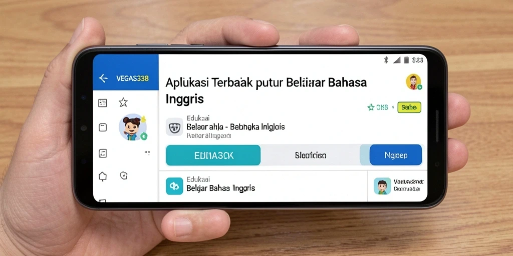 Tampilan antarmuka aplikasi VEGAS338 untuk belajar Bahasa Inggris.