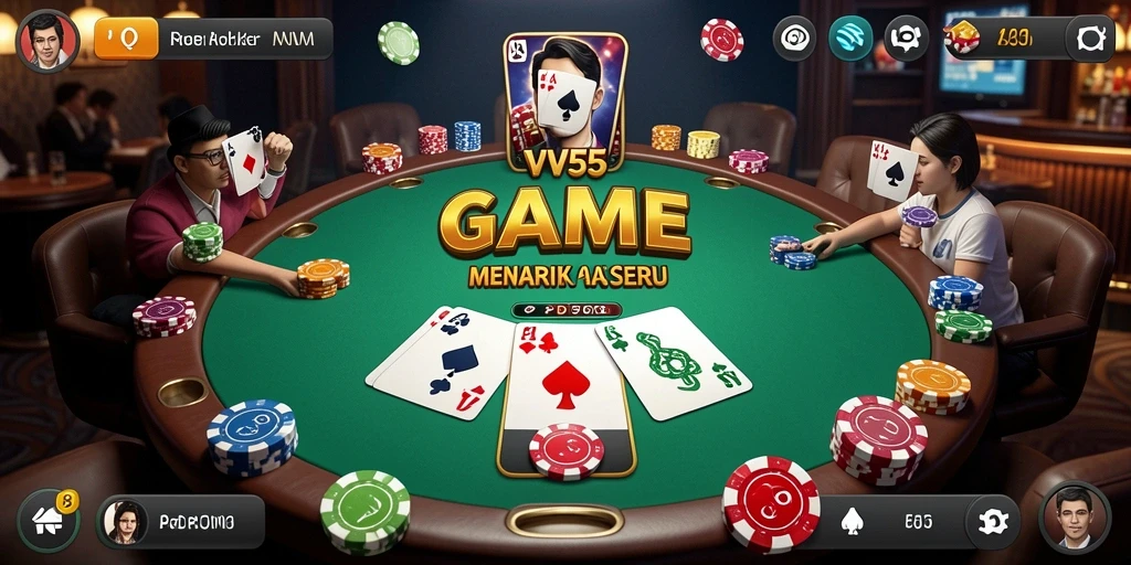 Antarmuka menarik VV55 untuk permainan Poker seru.